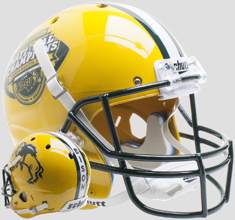 North Dakota State Bison Full XP Replica Football Helmet Schutt <B>Gold National Champs</B>