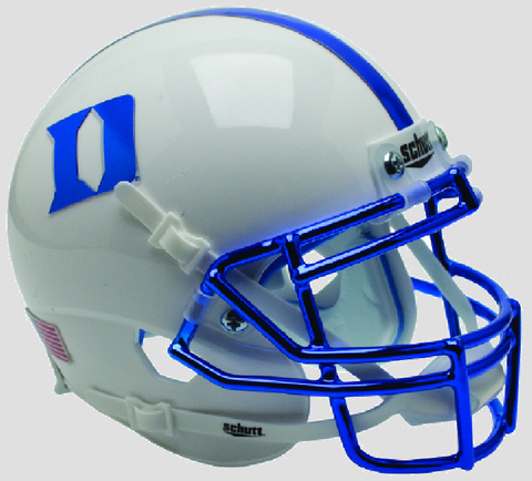 Duke Blue Devils Mini XP Authentic Helmet Schutt <B>White with Chrome Mask</B>