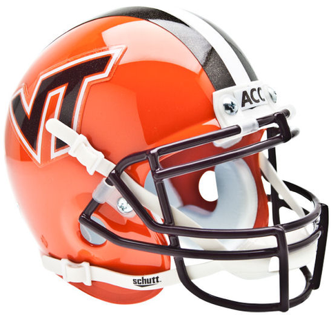 Virginia Tech Hokies Mini XP Authentic Helmet Schutt <B>Orange wi/ Stripe</B>