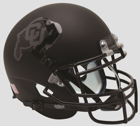 Colorado Buffaloes Full XP Replica Football Helmet Schutt <B>Matte Black Gray Outline</B>