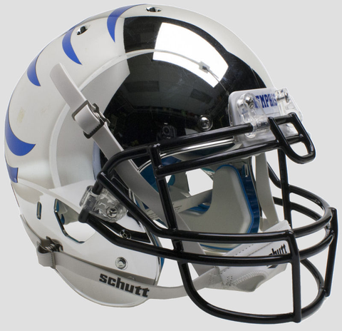 Memphis Tigers Authentic College XP Football Helmet Schutt <B>Chrome with Blue Stripes</B>