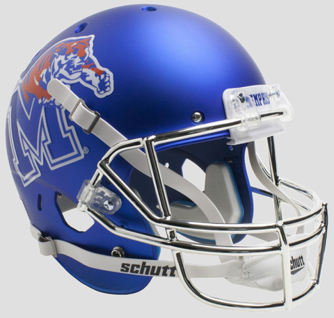 Memphis Tigers Full XP Replica Football Helmet Schutt <B>Satin with Chrome Mask</B>