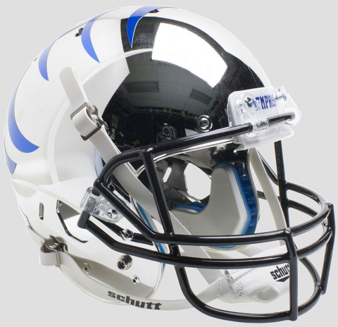 Memphis Tigers Full XP Replica Football Helmet Schutt <B>Chrome with Blue Stripes</B>