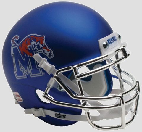 Memphis Tigers Mini XP Authentic Helmet Schutt <B>Satin with Chrome Mask</B>