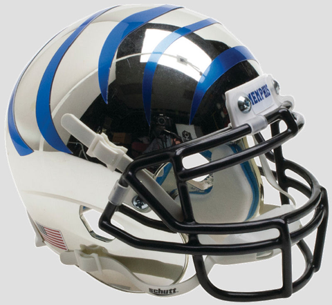 Memphis Tigers Mini XP Authentic Helmet Schutt <B>Chrome with Blue Stripes</B>