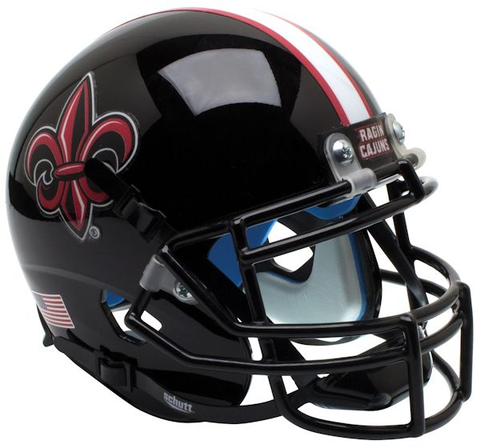 Louisiana (Lafayette) Ragin Cajuns Mini XP Authentic Helmet Schutt <B>Black with Fleur De Lis</B>