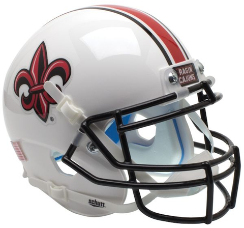 Louisiana (Lafayette) Ragin Cajuns Mini XP Authentic Helmet Schutt <B>White with Fleur De Lis</B>