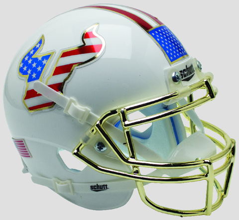 South Florida Bulls Authentic College XP Football Helmet Schutt <B>Flag Chrome Mask</B>