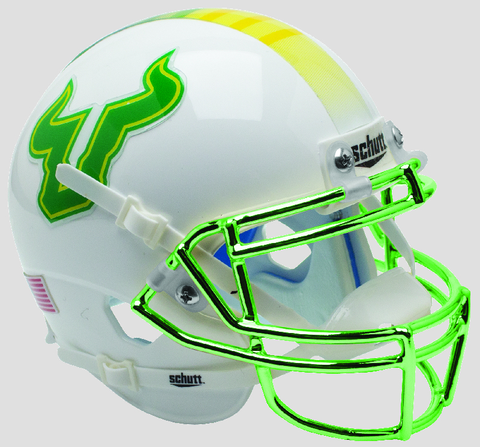 South Florida Bulls Authentic College XP Football Helmet Schutt <B>Green with Chrome Mask</B>