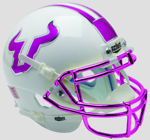 South Florida Bulls Authentic College XP Football Helmet Schutt <B>Pink with Chrome Mask</B>