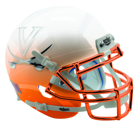 Virginia Cavaliers Authentic College XP Football Helmet Schutt <B>White Orange Featherhead with Chrome Mask</B>