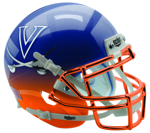 Virginia Cavaliers Authentic College XP Football Helmet Schutt <B>Navy Orange Featherhead with Chrome Mask</B>