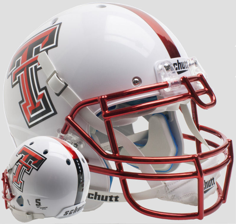 Texas Tech Red Raiders Authentic College XP Football Helmet Schutt <B>Guns Up Red Chrome Mask</B>