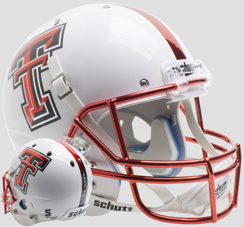 Texas Tech Red Raiders Full XP Replica Football Helmet Schutt <B>Guns Up Red Chrome Mask</B>