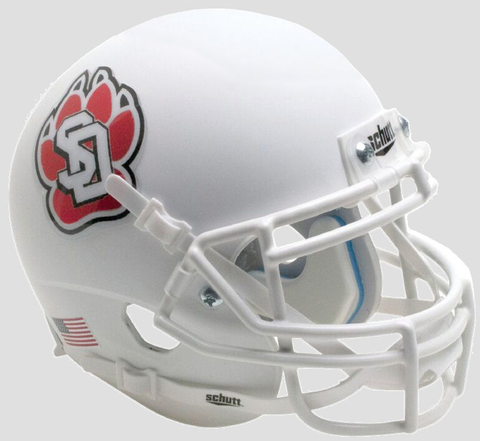 South Dakota Coyotes Mini XP Authentic Helmet Schutt <B>Matte White with Chrome Decal</B>