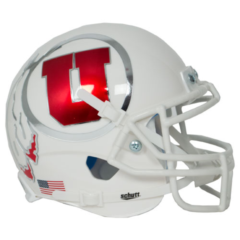 Utah Utes Authentic College XP Football Helmet Schutt <B>White w/Oversized Decal<B>