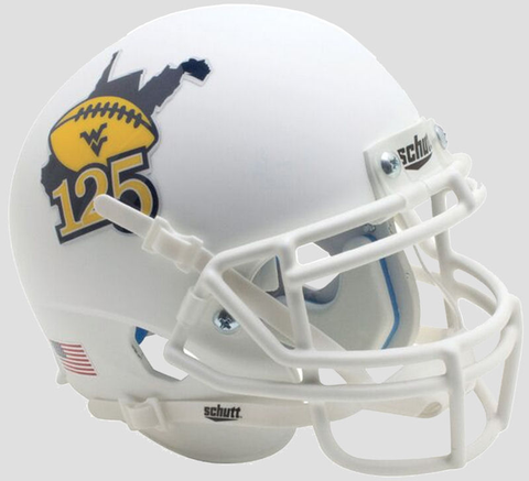 West Virginia Mountaineers Mini XP Authentic Helmet Schutt <B>Matte White 125</B>