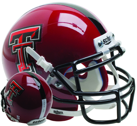 Texas Tech Red Raiders Mini XP Authentic Helmet Schutt <B>Red Guns Up</B>