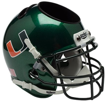 Miami Hurricanes Miniature Football Helmet Desk Caddy <B>Green</B>