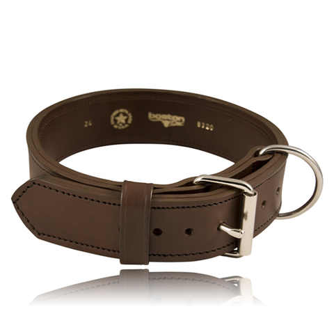 Leather Agitation Dog Collar, 2" with Nickel Hardware