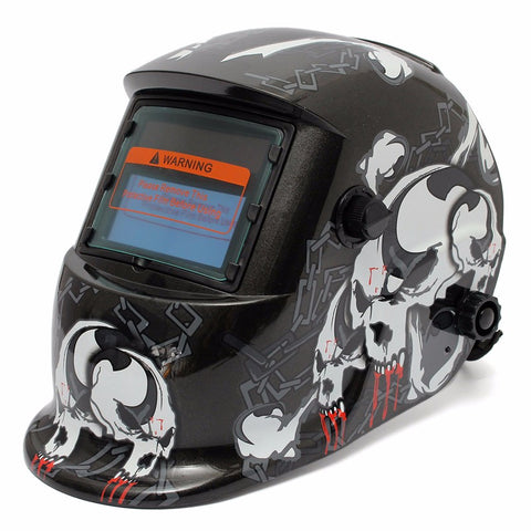 Solar Welding Grinding Helmet Auto Darkening Welder Mask Black Skull