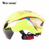 WEST BIKING Integrally EPS Cycling Helmet with Goggles Aerodynamic Ultra-Light Mountain Bike Helmet Lens MTB Bike Bicycle Helmet