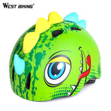 WEST BIKING Cycling Helmet Children Cycling Helmet Cute Tyrannosaurus Rex Kids Cartoon Bicycle Riding Casco Ciclismo Bike Helmet