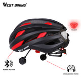 WEST BIKING Ultralight Bicycle Helmet Bluetooth Navigation USB Integrally-molded Cycling Helmets with Taillight EPS Bike Helmets