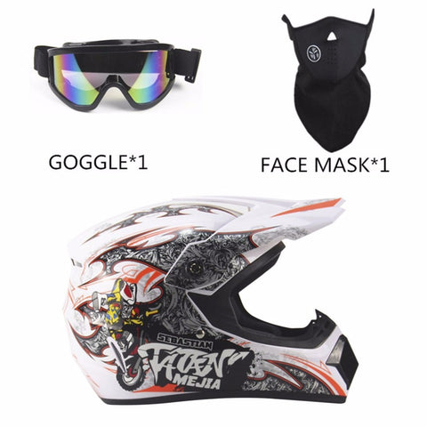 3PCS/SET Breathable Motorcycle Helmet Lightweight Full Face Racing Motorcycle Safety Unisex ABS Shell Motorbike Helmet Top quali