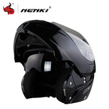 NENKI Safe Flip Up Motorcycle Helmet Capacete De Moto With Inner Sun Visor Black Motorcycle Racing Off Road Helmet