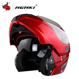 NENKI Safe Flip Up Motorcycle Helmet Capacete De Moto With Inner Sun Visor Black Motorcycle Racing Off Road Helmet