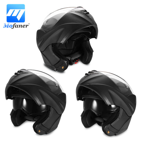 Mofaner 1Piece Motorcycle Modular Helmet Full Face Open Double Lens Dual Visor Safety Motocross Helmets