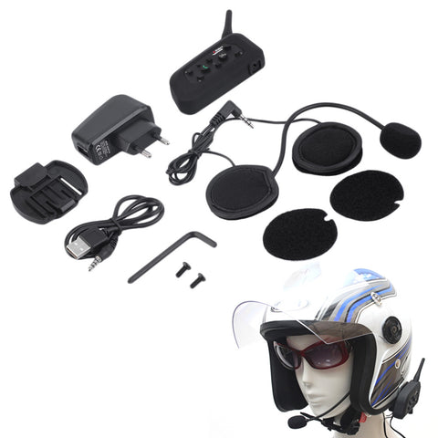 2016 Newest Version V6 1200m Motorcycle Helmet Bluetooth Intercom Headset  Intercomunicador 6 Riders BT Interphone EU Plug