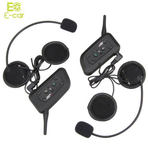 2016 Hot Sale 2pcs V6 Helmet Intercom 6 Riders 1200M Motorcycle Bluetooth EU Plug Interphone Wireless Intercommunicador Headset